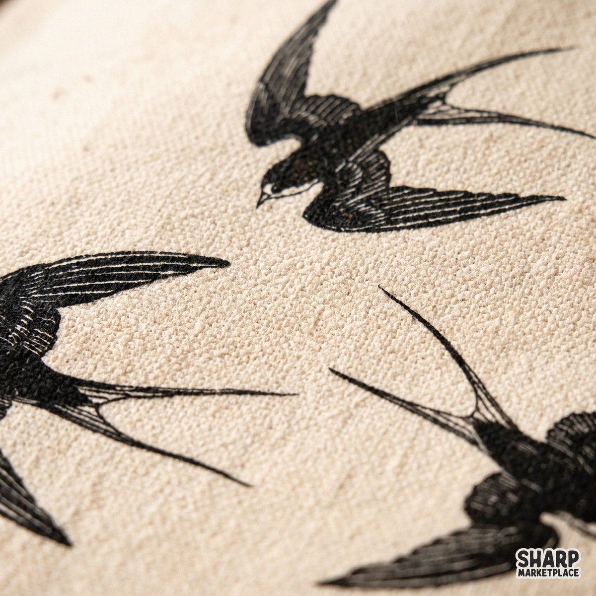 Flying Swallows Traditional Sailor Bird Trio Illustration