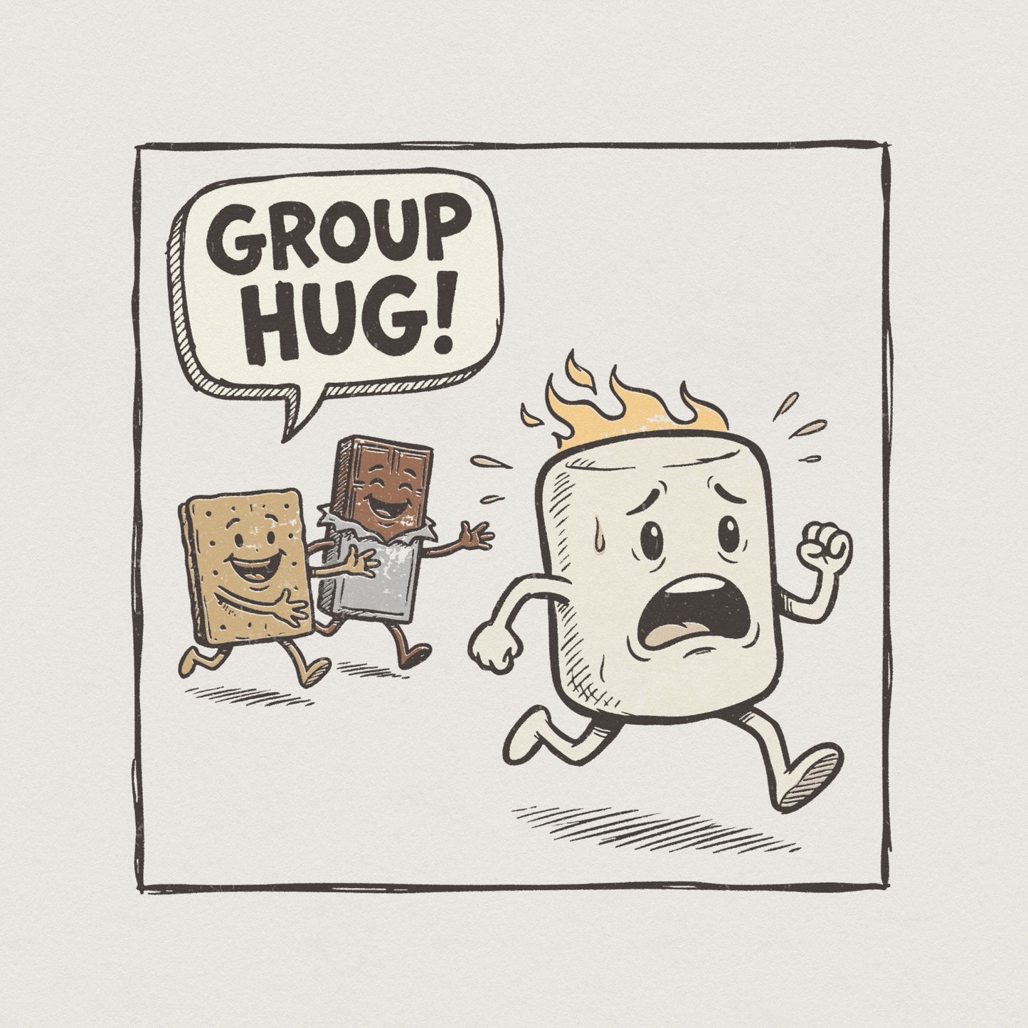 Group Hug! PNG, Funny S'mores Marshmallow Digital Download - 300 DPI