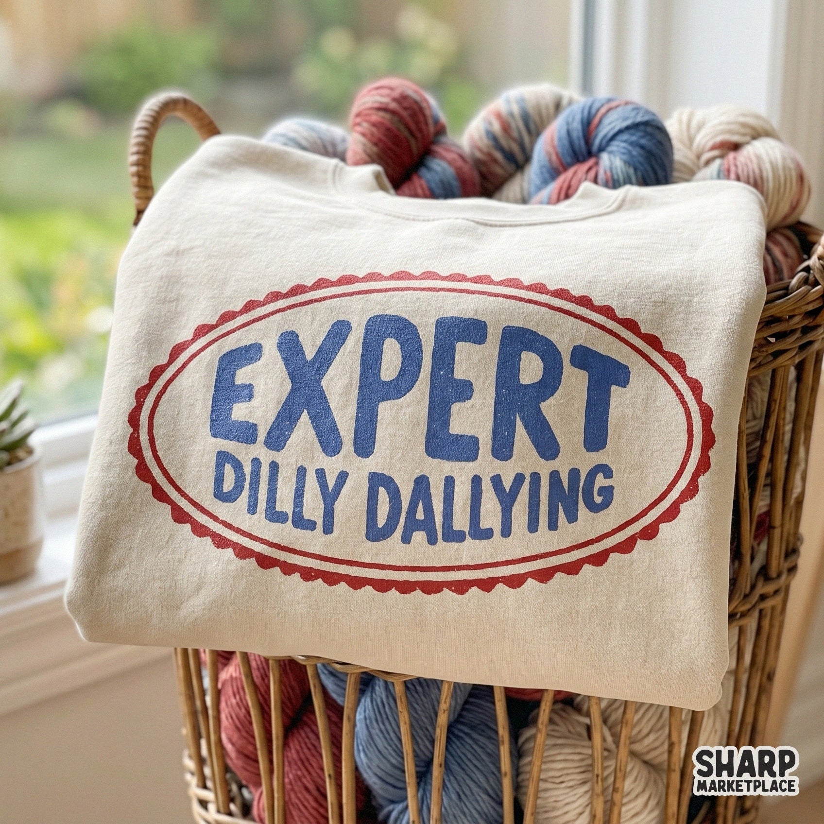 Expert Dilly Dallying retro stamp sticker PNG for sarcastic apparel sublimation and trendy lazy day vibe designs