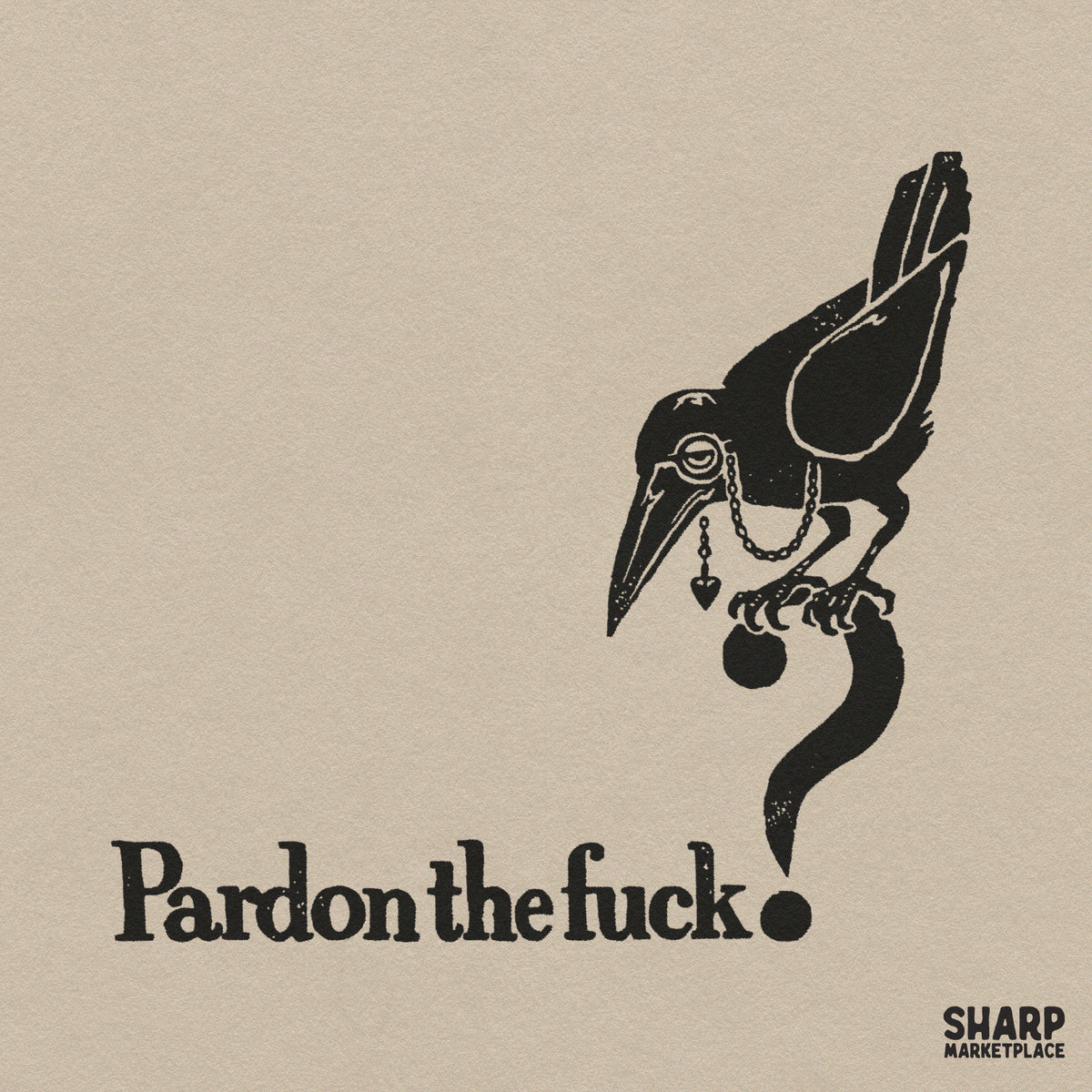 Funny sarcastic crow with monocle graphic for t-shirt design, gothic raven snarky bird PNG clipart