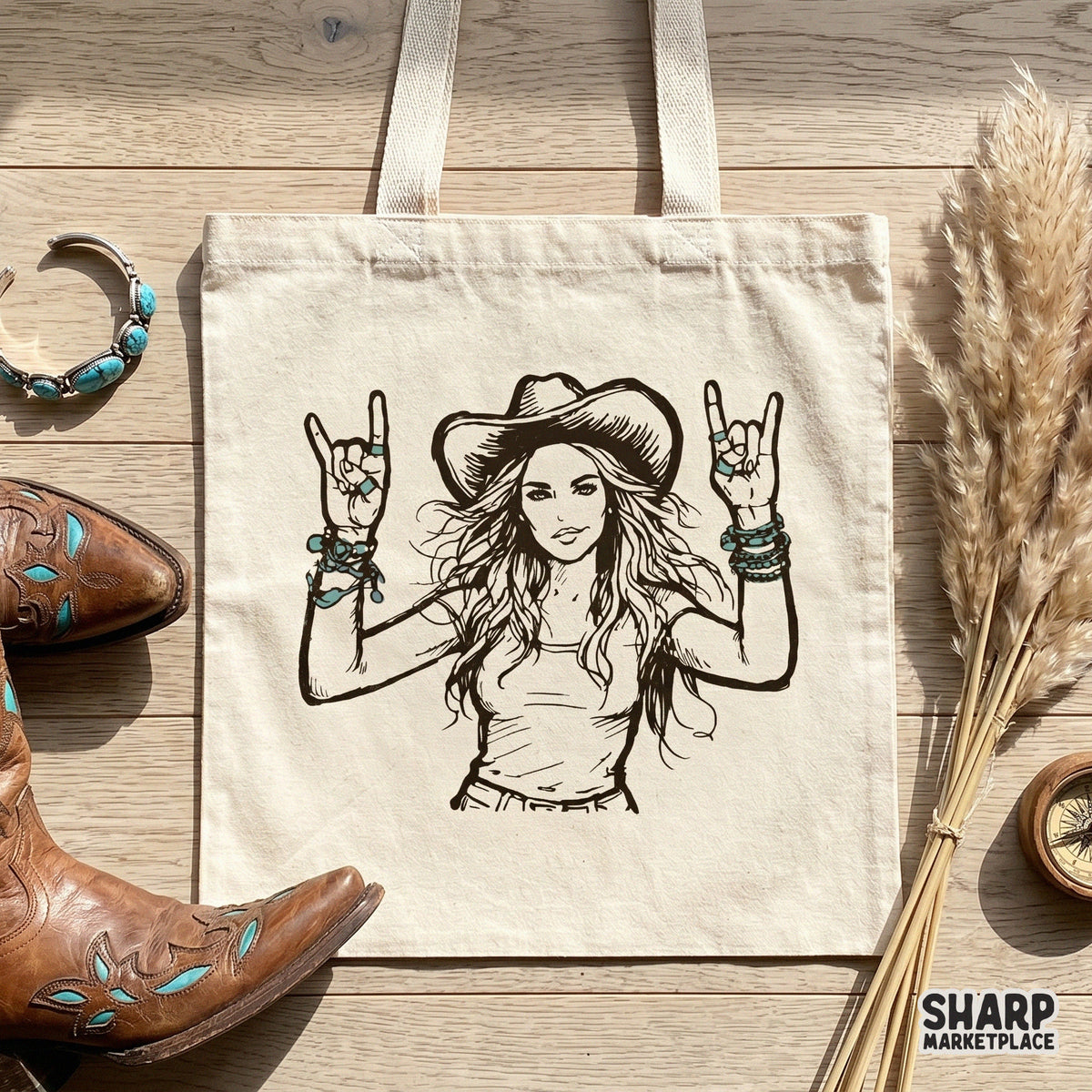 Smiling Cowgirl Portrait Western PNG, Trendy PNG - 300 DPI Design for
