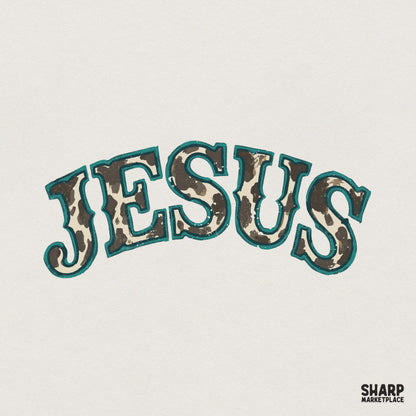 Jesus Leopard Print Western T-Shirt PNG, Trendy Christian Faith Shirt -