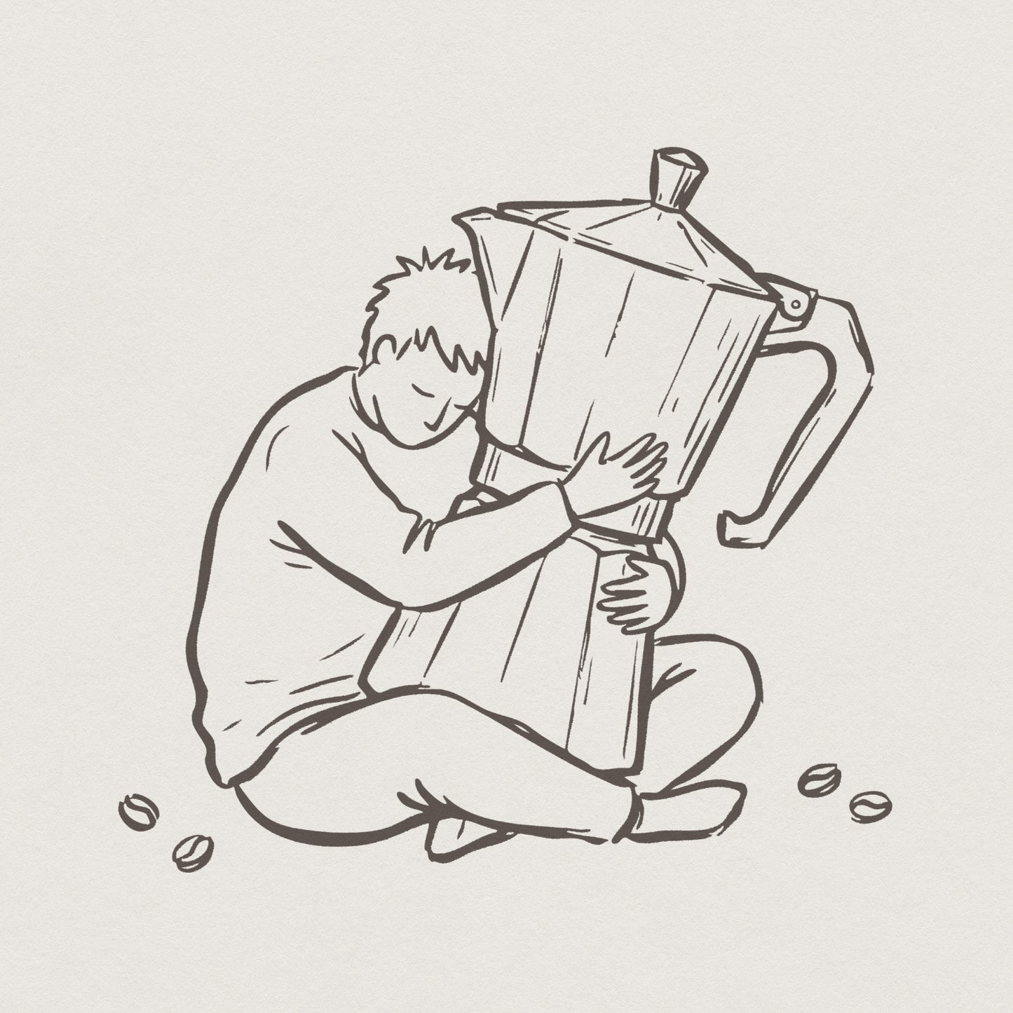 Hugging Coffee Pot PNG, Coffee Lover Clipart - 300 DPI Design for T-Shirt