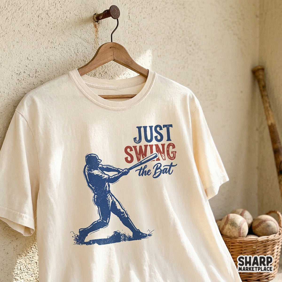 High-resolution baseball sublimation design with a distressed vintage aesthetic, featuring a batter and motivational text for custom shirts or tumblers.