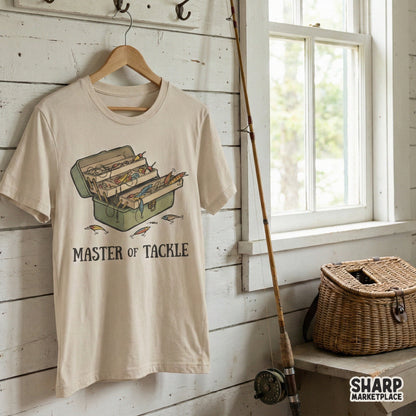 Master of Tackle Funny Fishing Shirt, Retro Tackle Box Gift - 300 DPI