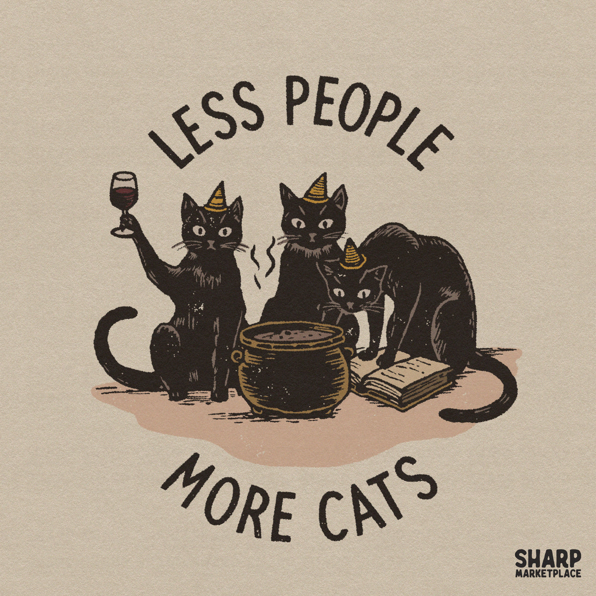 Funny retro witch cats brewing potion PNG design for Halloween shirts and spooky season apparel