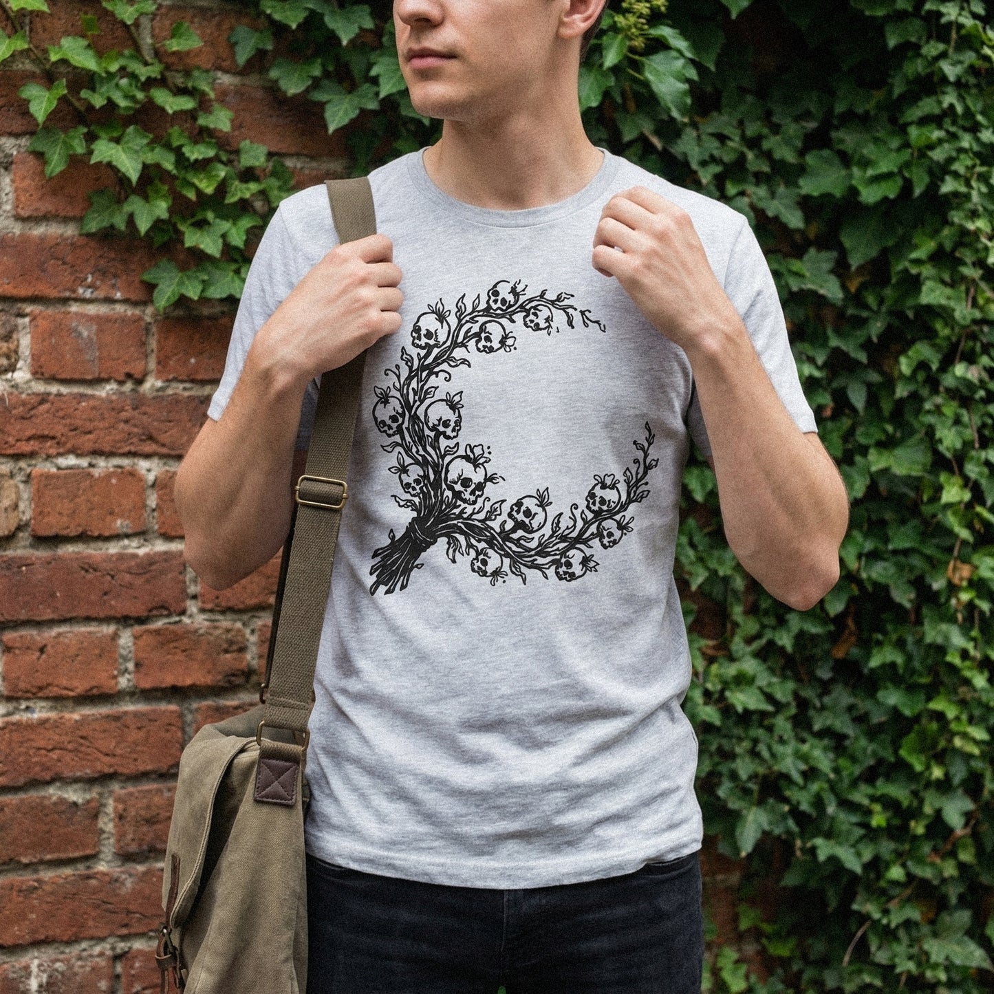 Gothic Skull Branch PNG, Dark Botanical Digital Download - 300 DPI Design