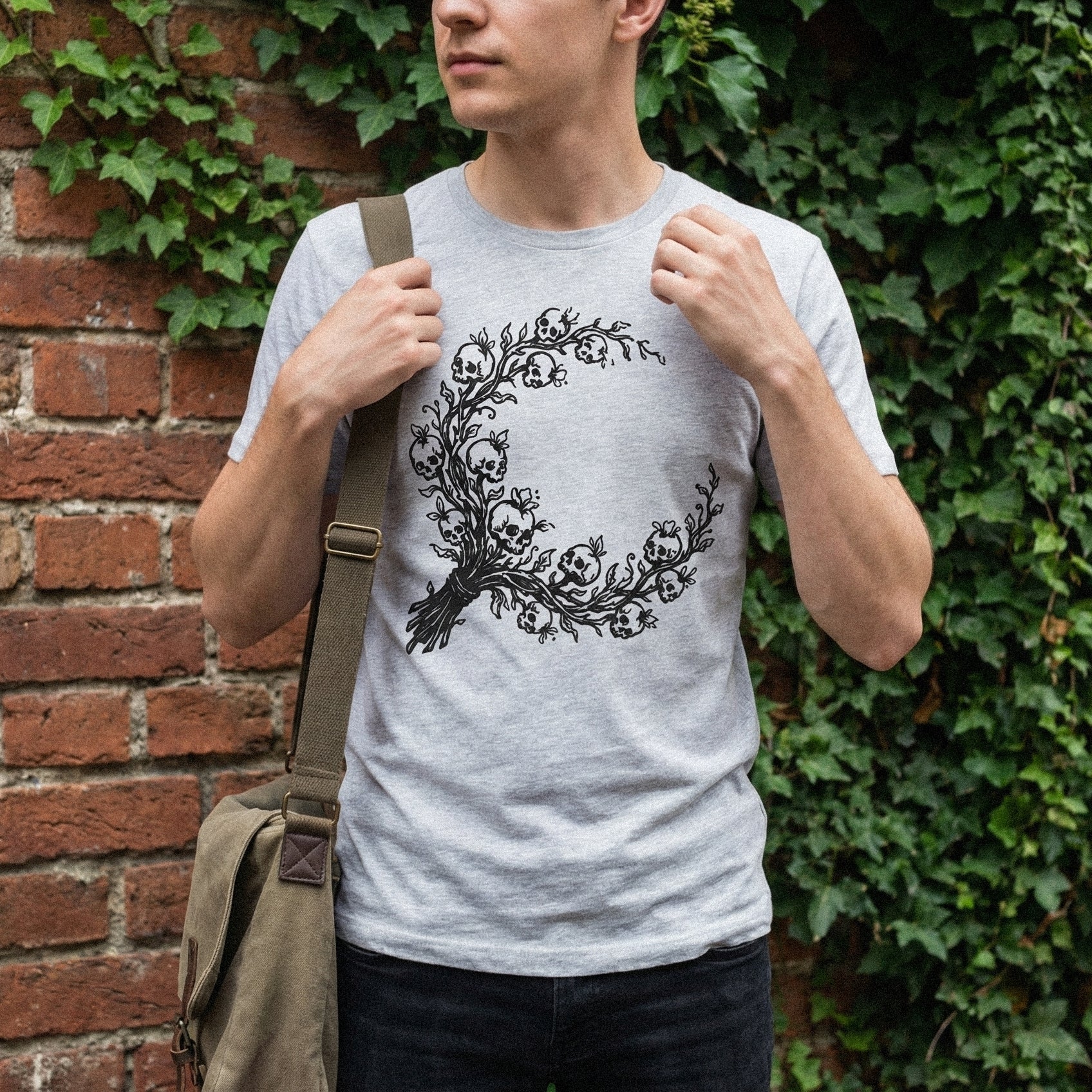 Gothic Skull Branch PNG, Dark Botanical Digital Download - 300 DPI Design