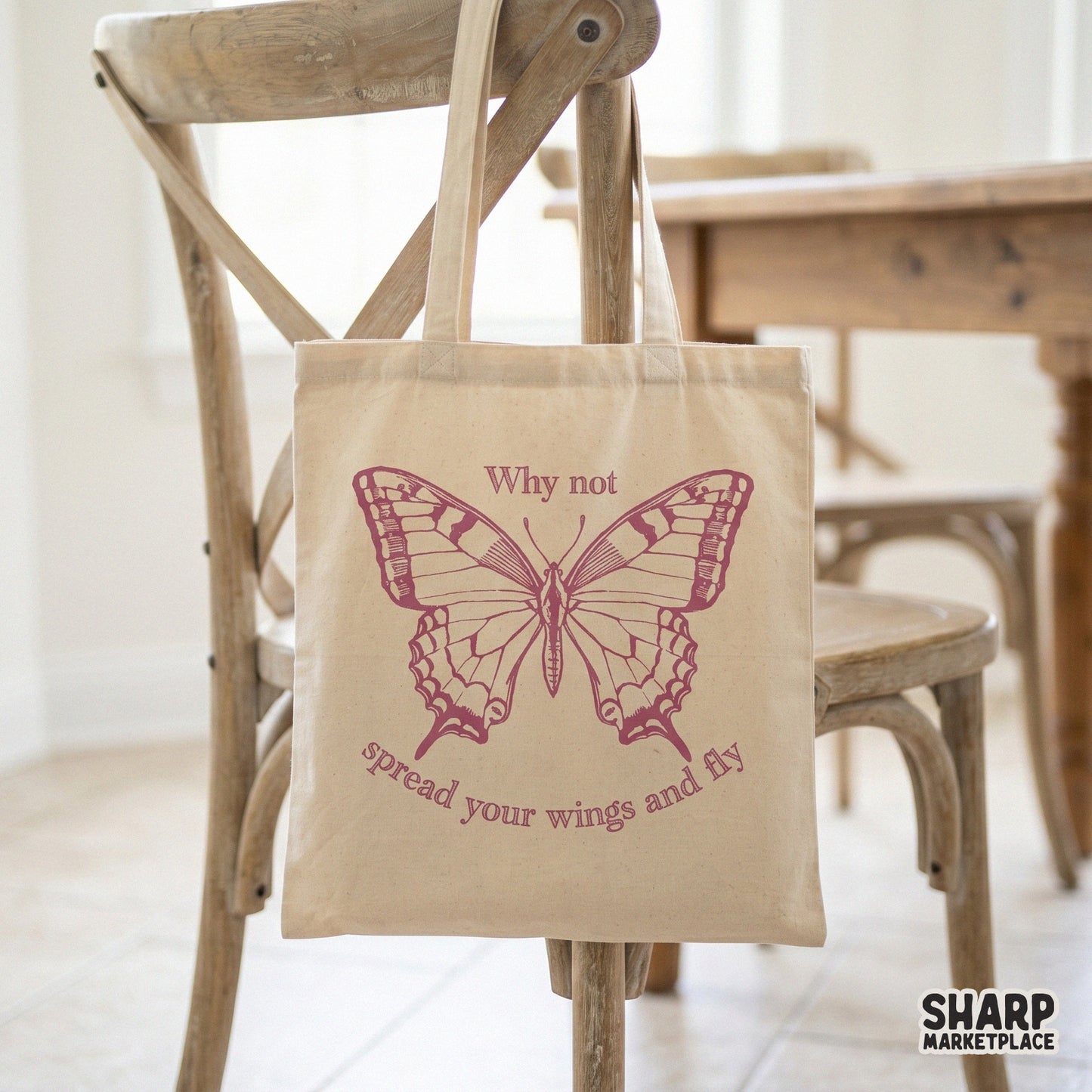 Vintage pink butterfly sublimation design with an inspirational spring quote for t-shirts