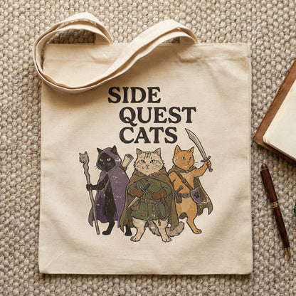 Side Quest Cats PNG, Fantasy Cat Shirt - 300 DPI Design for T-Shirt