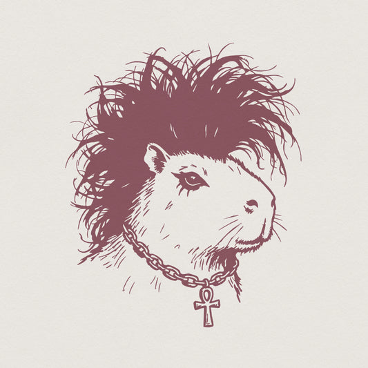 Punk Capybara PNG, Cool Animal Art Print Download - 300 DPI Design for