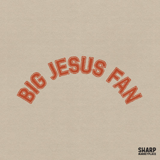 Big Jesus Fan retro typography Christian shirt design PNG for sublimating trendy faith tees