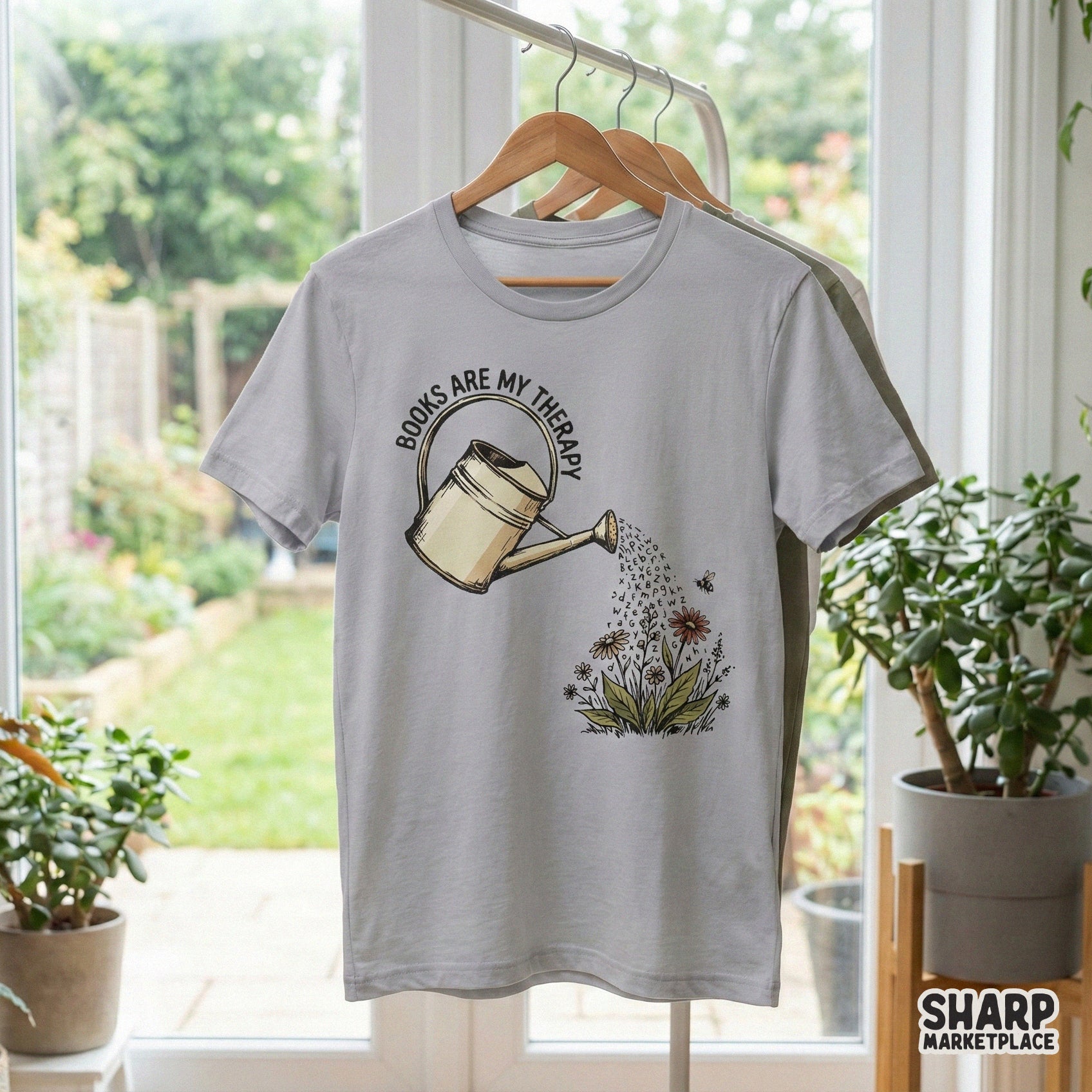 Books Are My Therapy PNG, Watering Can Digital Art - 300 DPI Design for