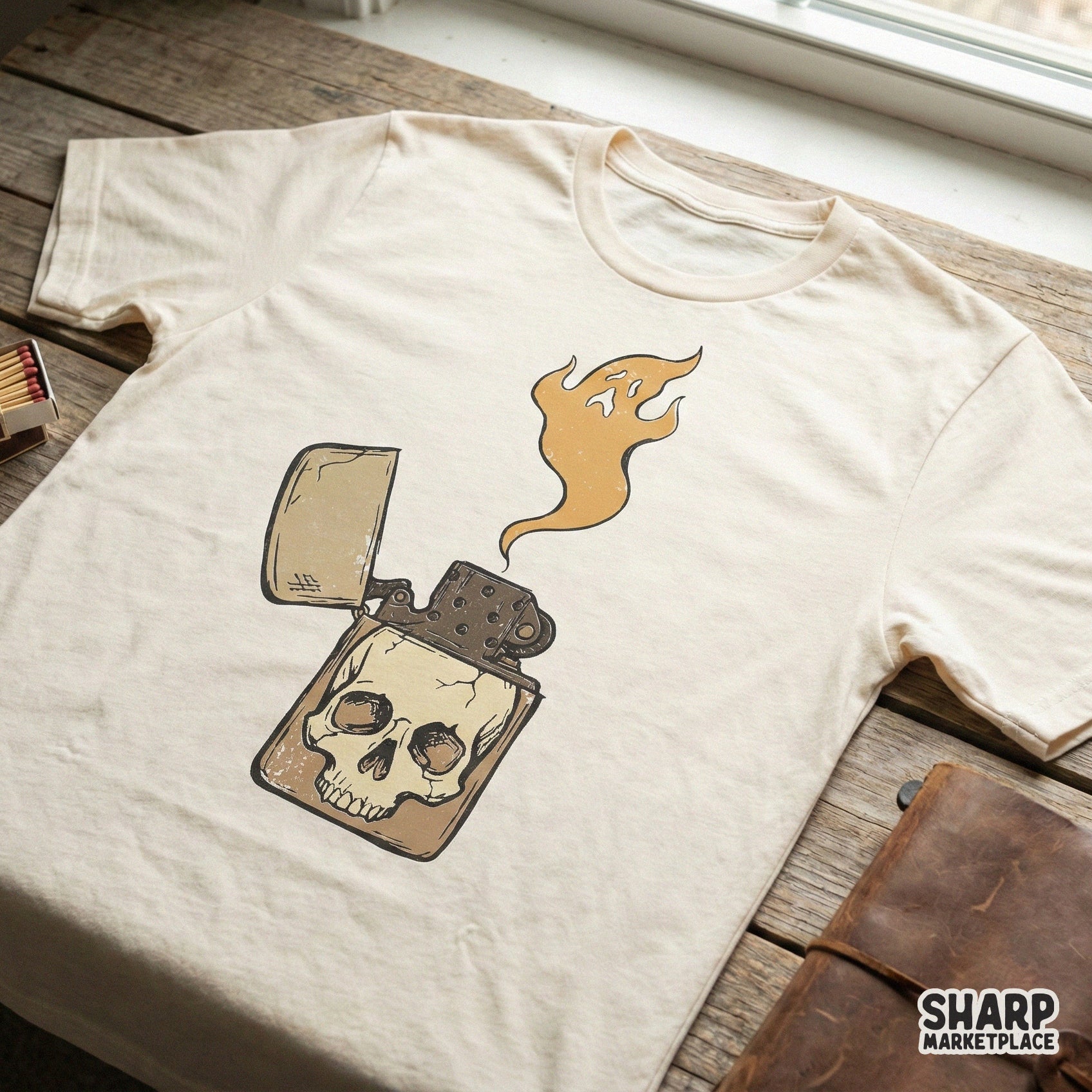 Skull Lighter PNG, Vintage Tattoo Art - 300 DPI Design for T-Shirt