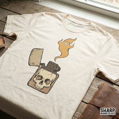Skull Lighter PNG, Vintage Tattoo Art - 300 DPI Design for T-Shirt