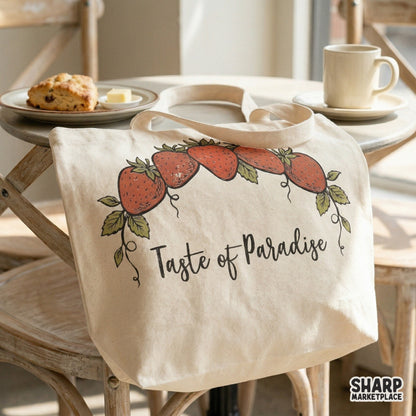 Trendy summer fruit design featuring a strawberry cluster and elegant lettering, suitable for high-quality sublimation prints on tumblers or apparel.