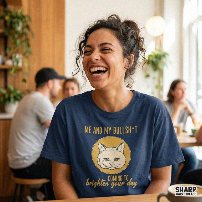 Sarcastic snarky cat PNG graphic with humorous quote for t-shirt sublimation and print on demand designs