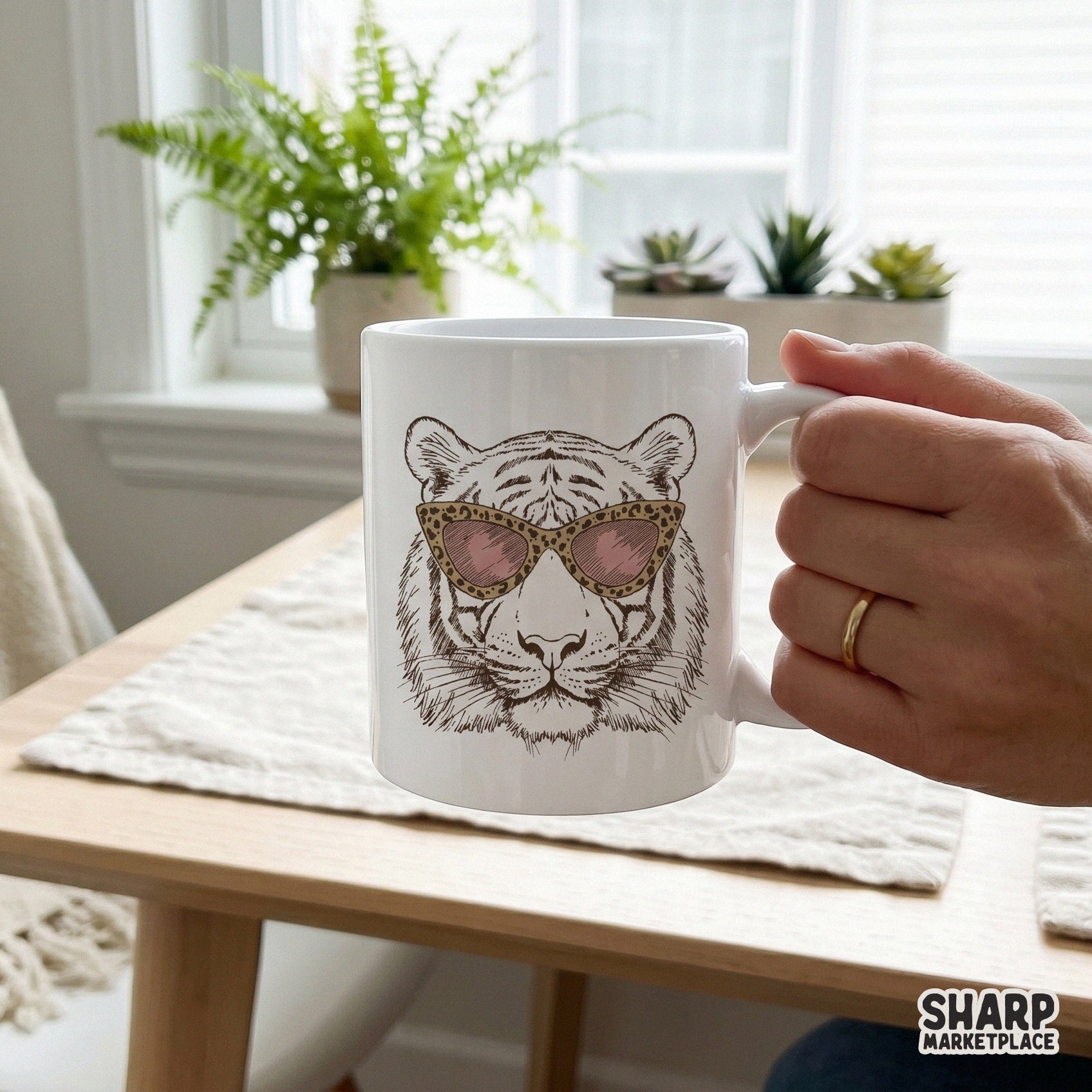 Cool tiger face wearing leopard print sunglasses retro trendy png graphic for sublimation t-shirts