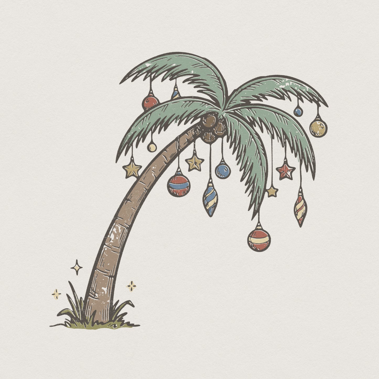 Christmas Palm Tree PNG, Tropical Holiday Clipart - 300 DPI Design for