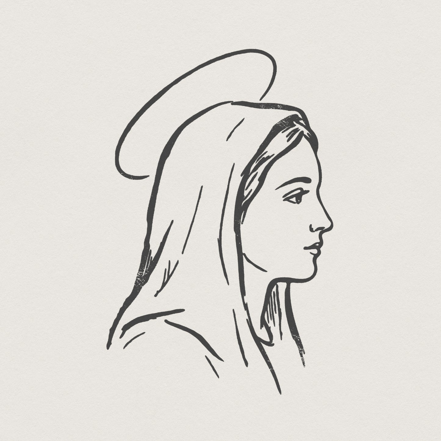 Blessed Mother Mary PNG, Religious Christian Art - 300 DPI Design for