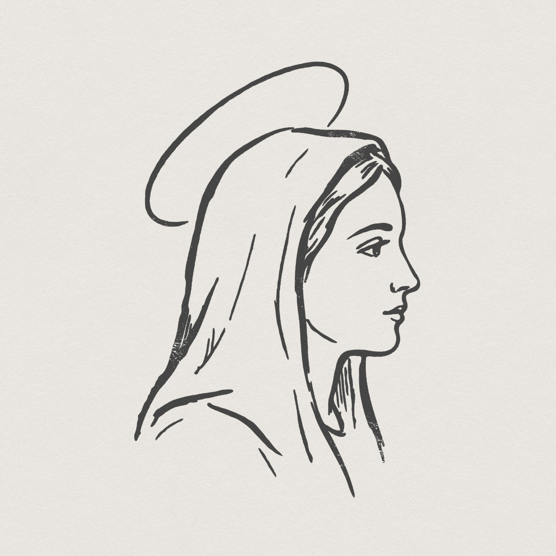 Blessed Mother Mary PNG, Religious Christian Art - 300 DPI Design for