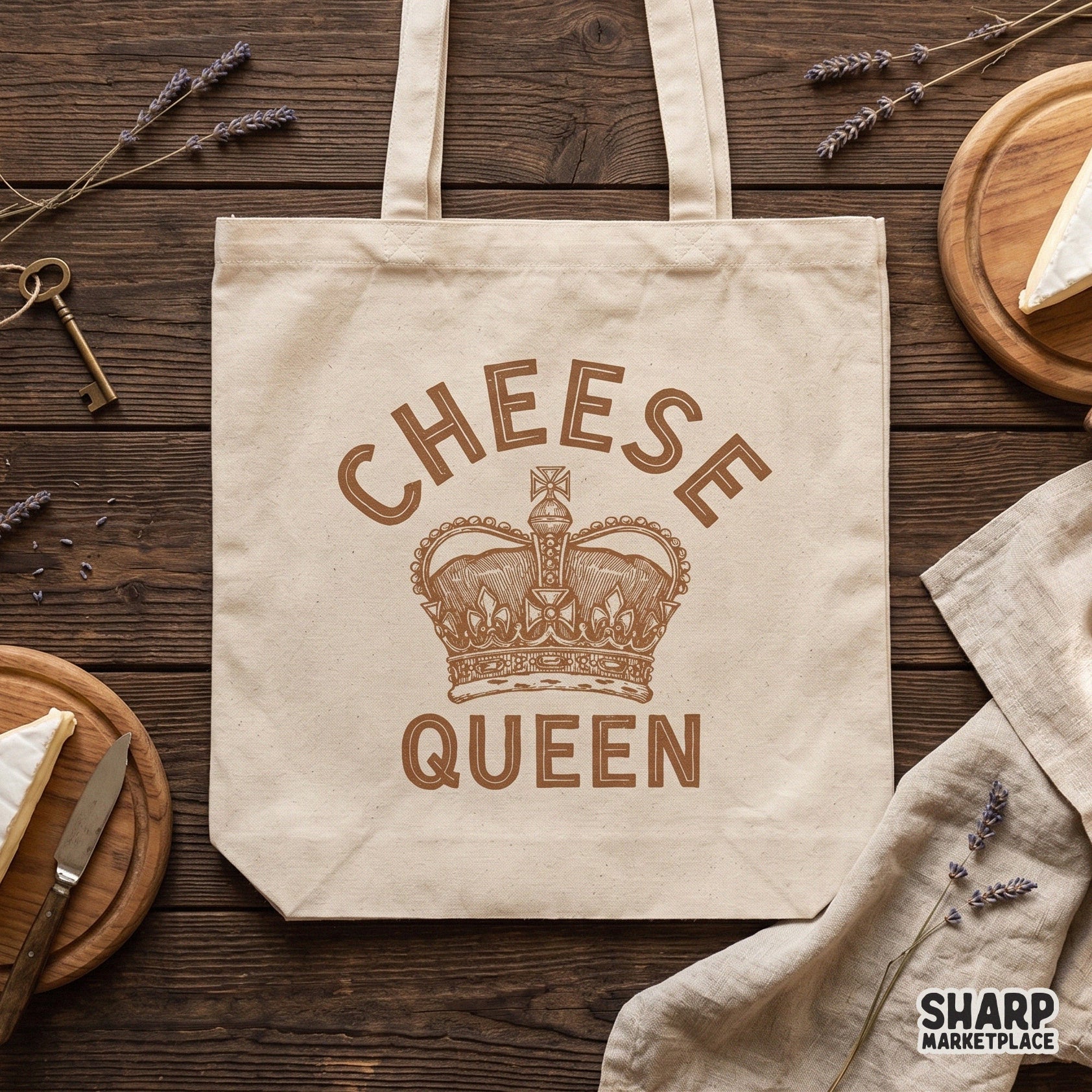 Retro vintage crown illustration with Cheese Queen text for funny food humor t-shirt designs and sarcastic gifts