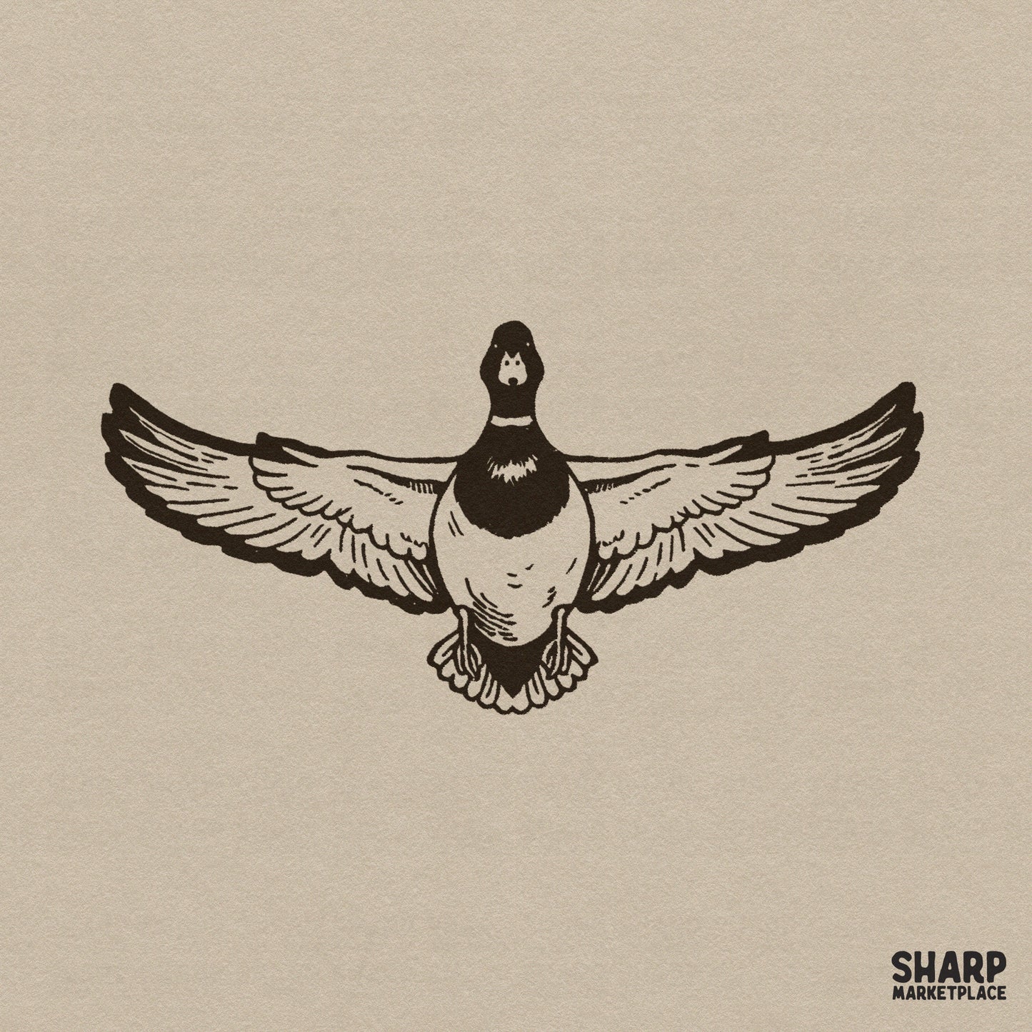 Retro western duck hunting mallard front PNG design for outdoor sublimation shirts and tumblers