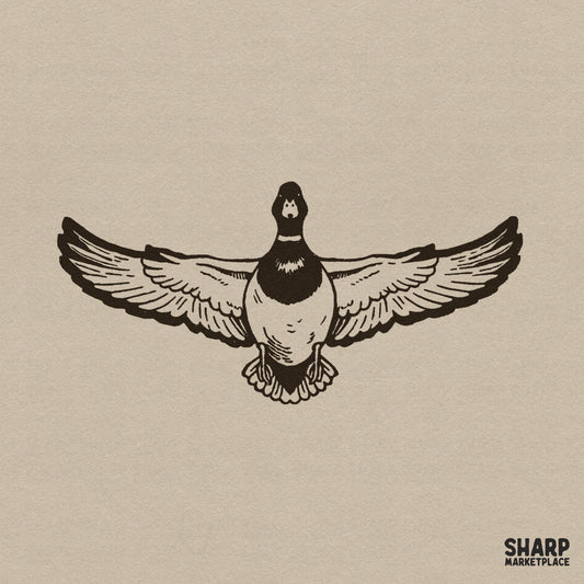 Retro western duck hunting mallard front PNG design for outdoor sublimation shirts and tumblers