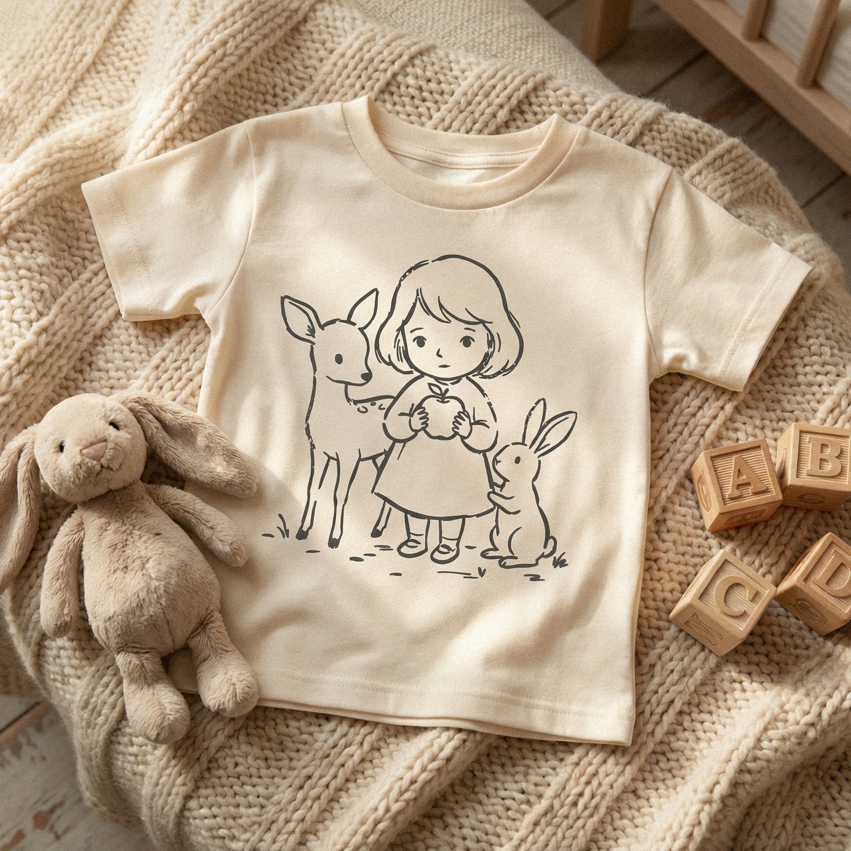 Woodland Animals PNG, Cute Girl and Deer Digital Download - 300 DPI