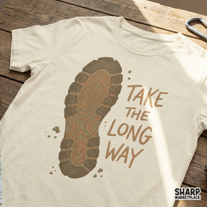 Take The Long Way Hiking Shirt, Motivational Trail Boot Print - 300 DPI