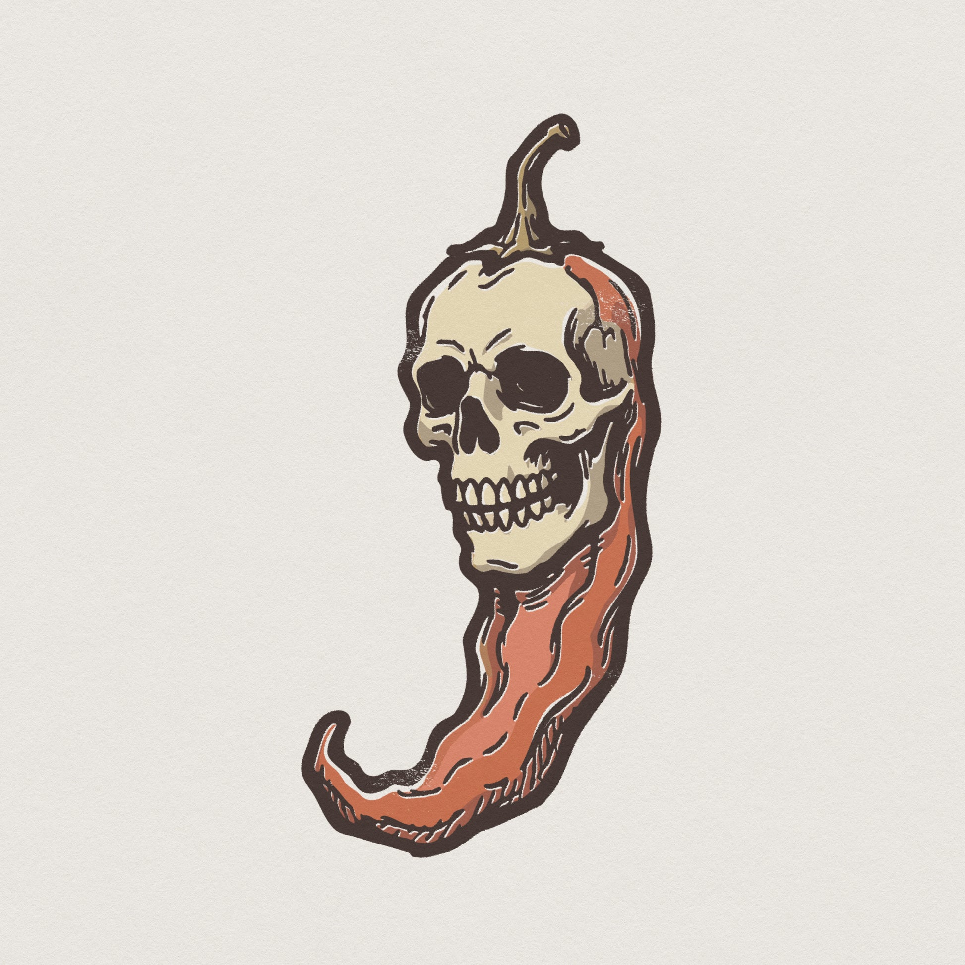 Skull Pepper PNG, Spicy Skull Digital Art - 300 DPI Design for T-Shirt