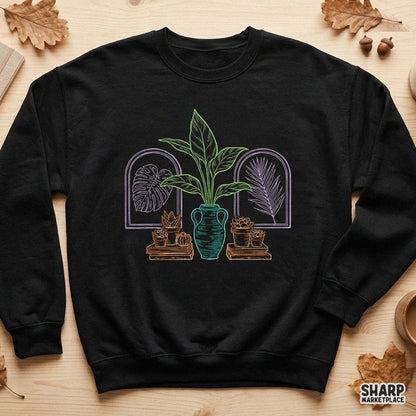 Botanical Houseplants On Bookshelf Art, Monstera