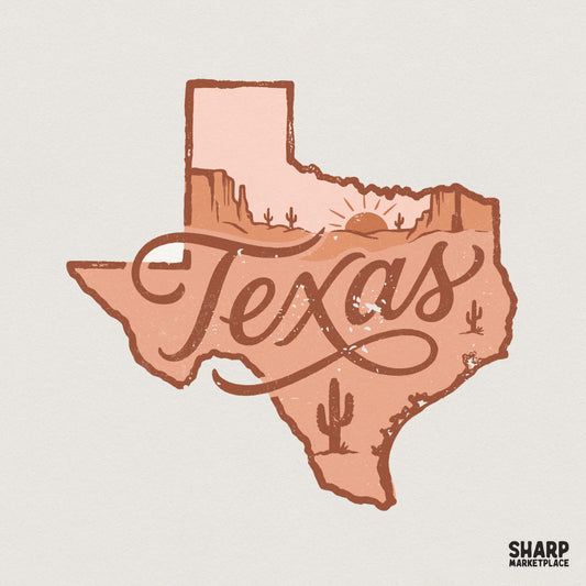 Texas PNG Design, Desert Sunset Western Graphic - 300 DPI Design for