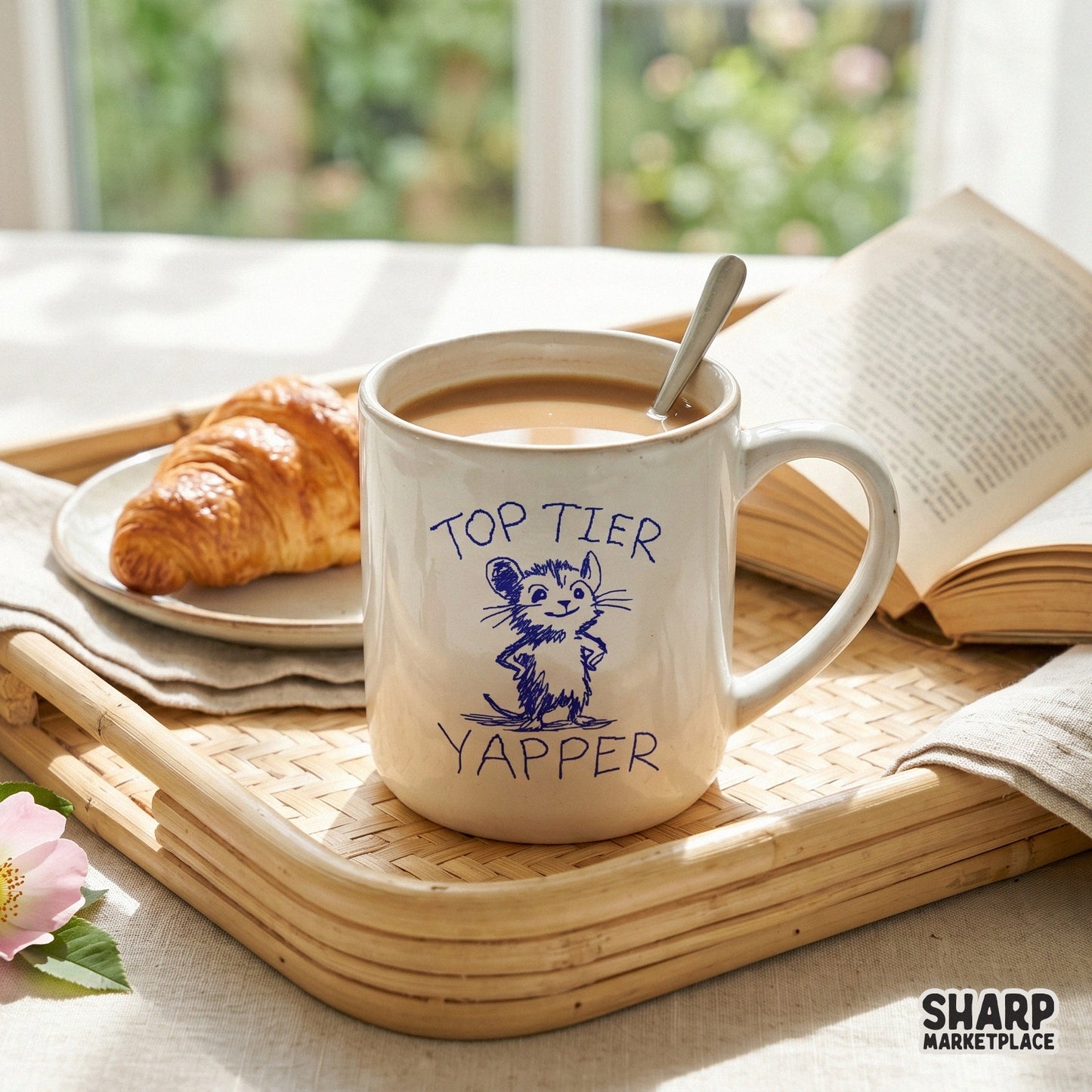Whimsical blue scribbled mouse design with the phrase Top Tier Yapper, suitable for creating custom t-shirts, humorous stickers, and DIY gifts.