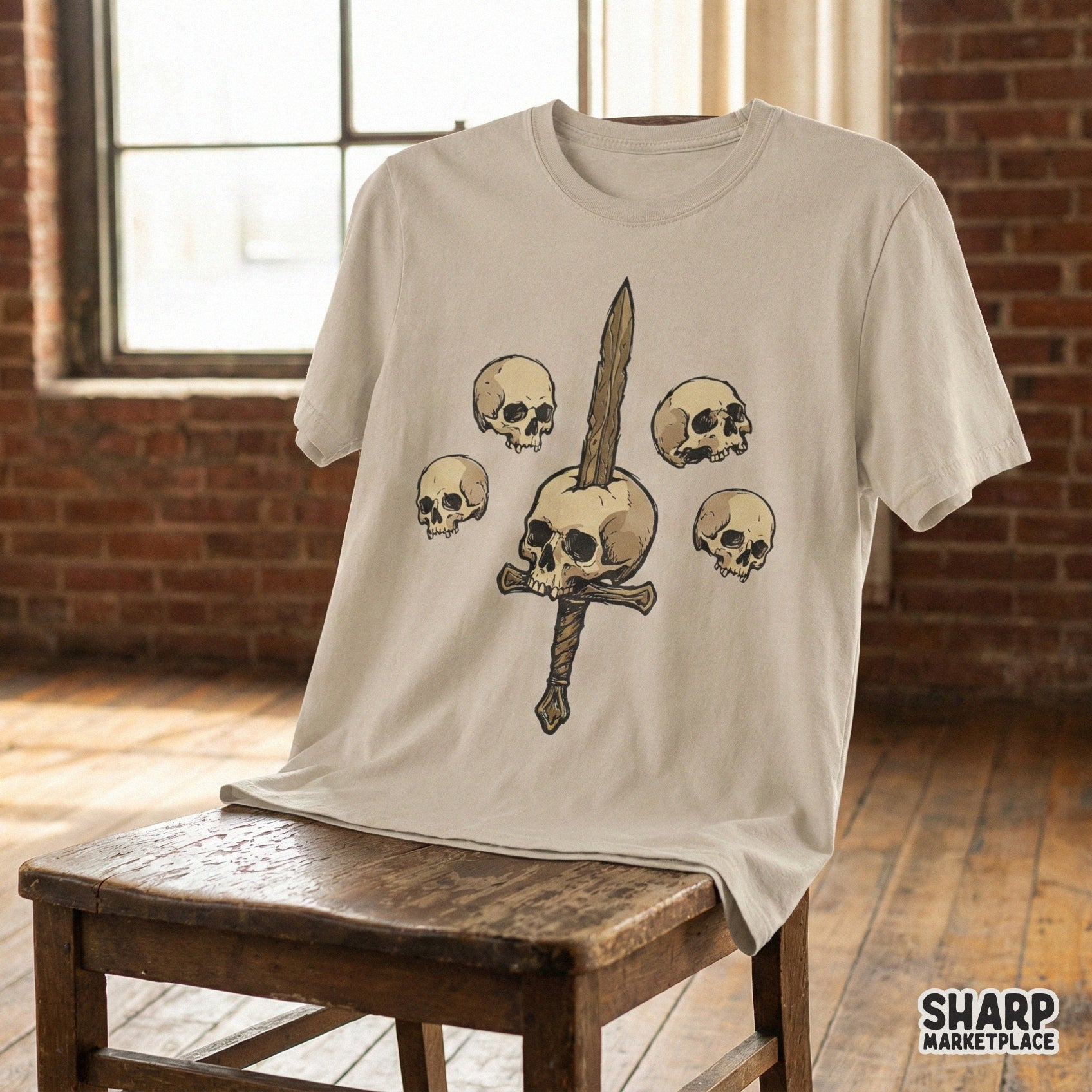 Sword And Skulls PNG, Gothic Skull Art - 300 DPI Design for T-Shirt