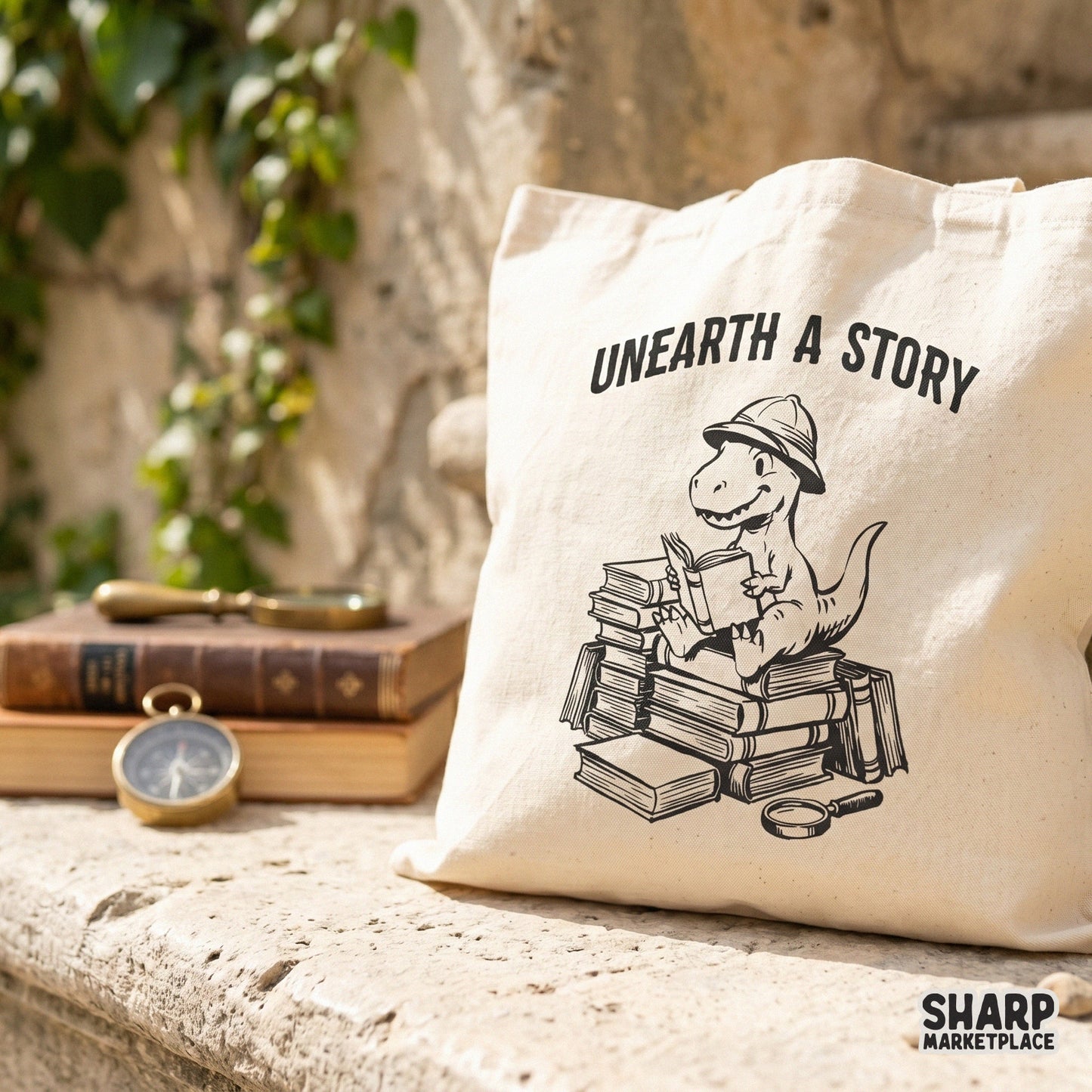 Funny retro dinosaur T-Rex reading a book for a teacher shirt or cute kids school graphic design