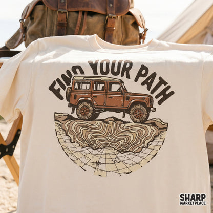 Vintage-inspired adventure PNG design featuring a 4x4 truck and topographic map elements, ideal for custom t-shirts, tumblers, and outdoor gear.