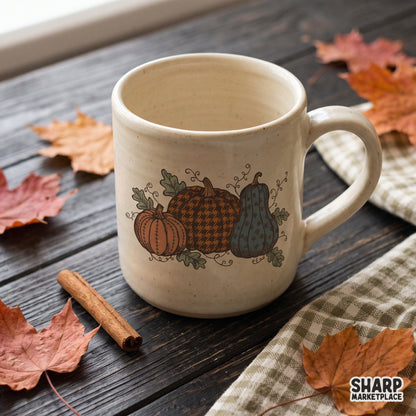Vintage patterned houndstooth pumpkins shirt design for autumn and Thanksgiving apparel sublimation DTG printing fall png