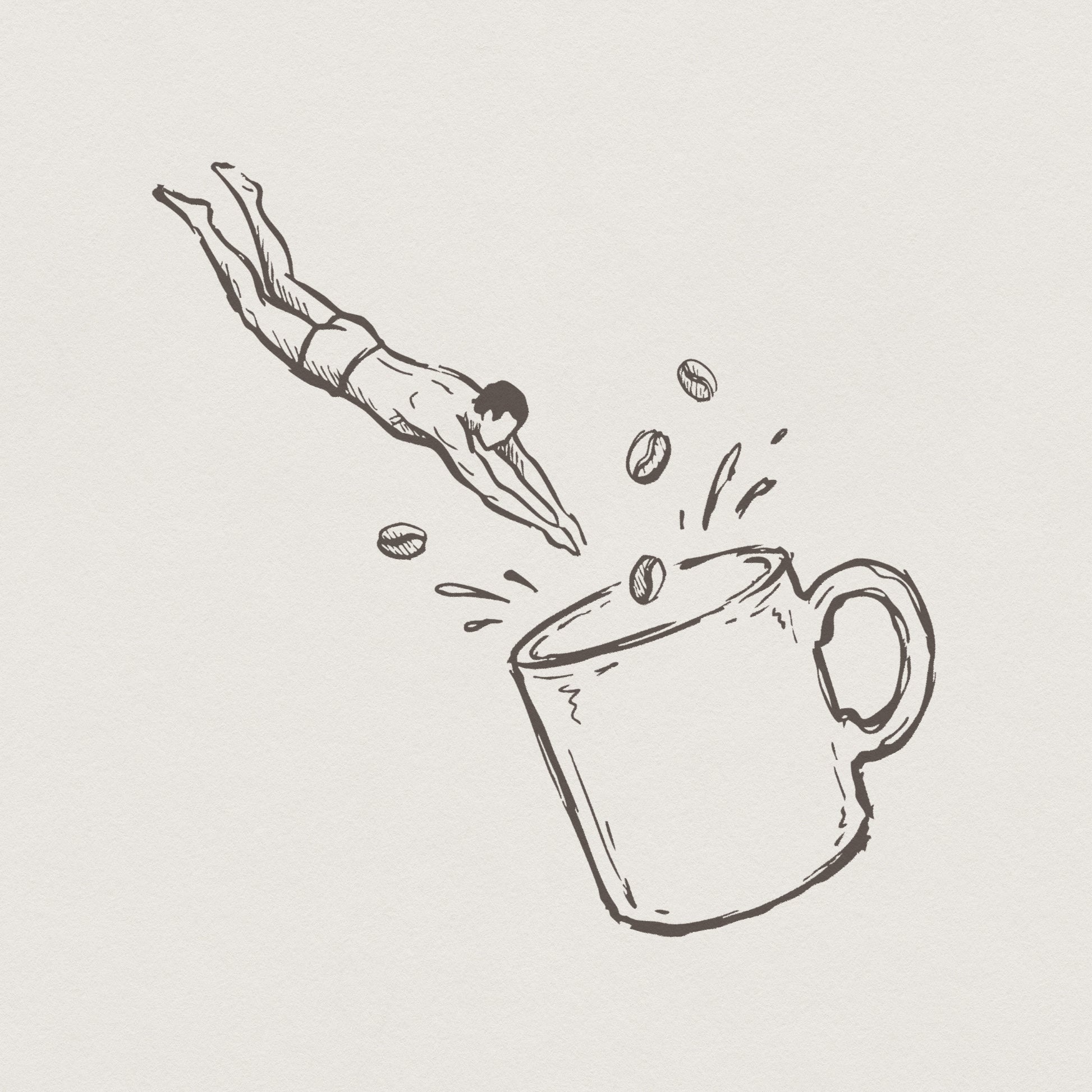 Coffee Dive PNG, Swimmer Cup Art - 300 DPI Design for T-Shirt