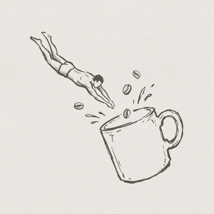 Coffee Dive PNG, Swimmer Cup Art - 300 DPI Design for T-Shirt