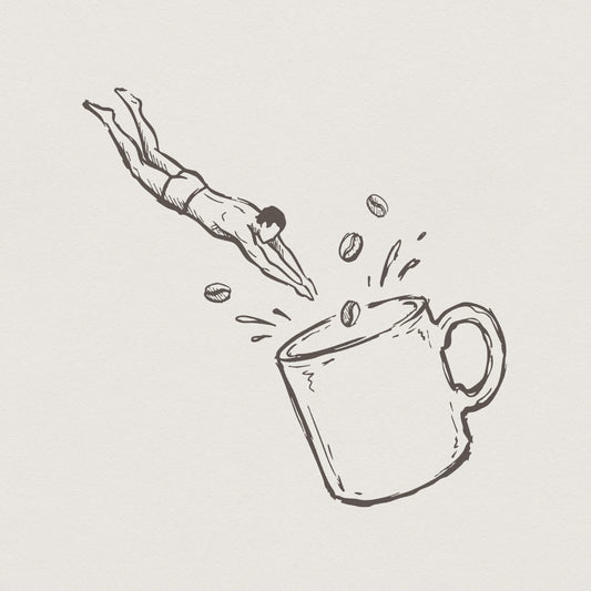 Coffee Dive PNG, Swimmer Cup Art - 300 DPI Design for T-Shirt