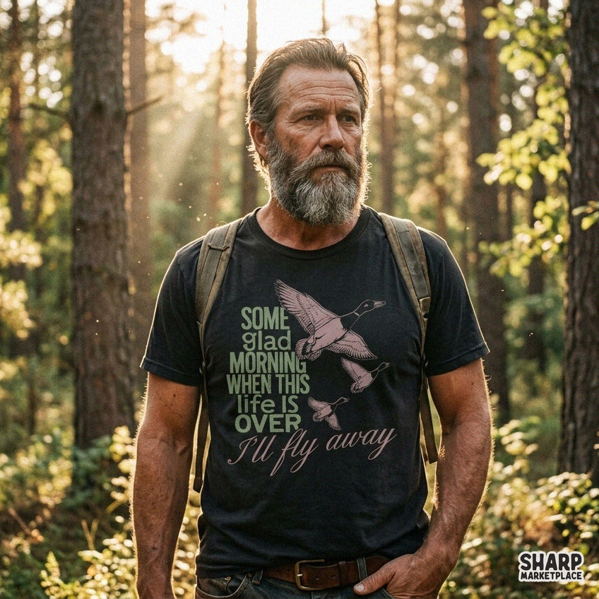 Vintage mallard duck sublimation design featuring Some Glad Morning Christian faith quote for shirt printing PNG