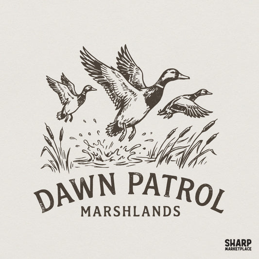 Dawn Patrol Marshlands PNG, Vintage Duck Hunting Shirt Design - 300 DPI