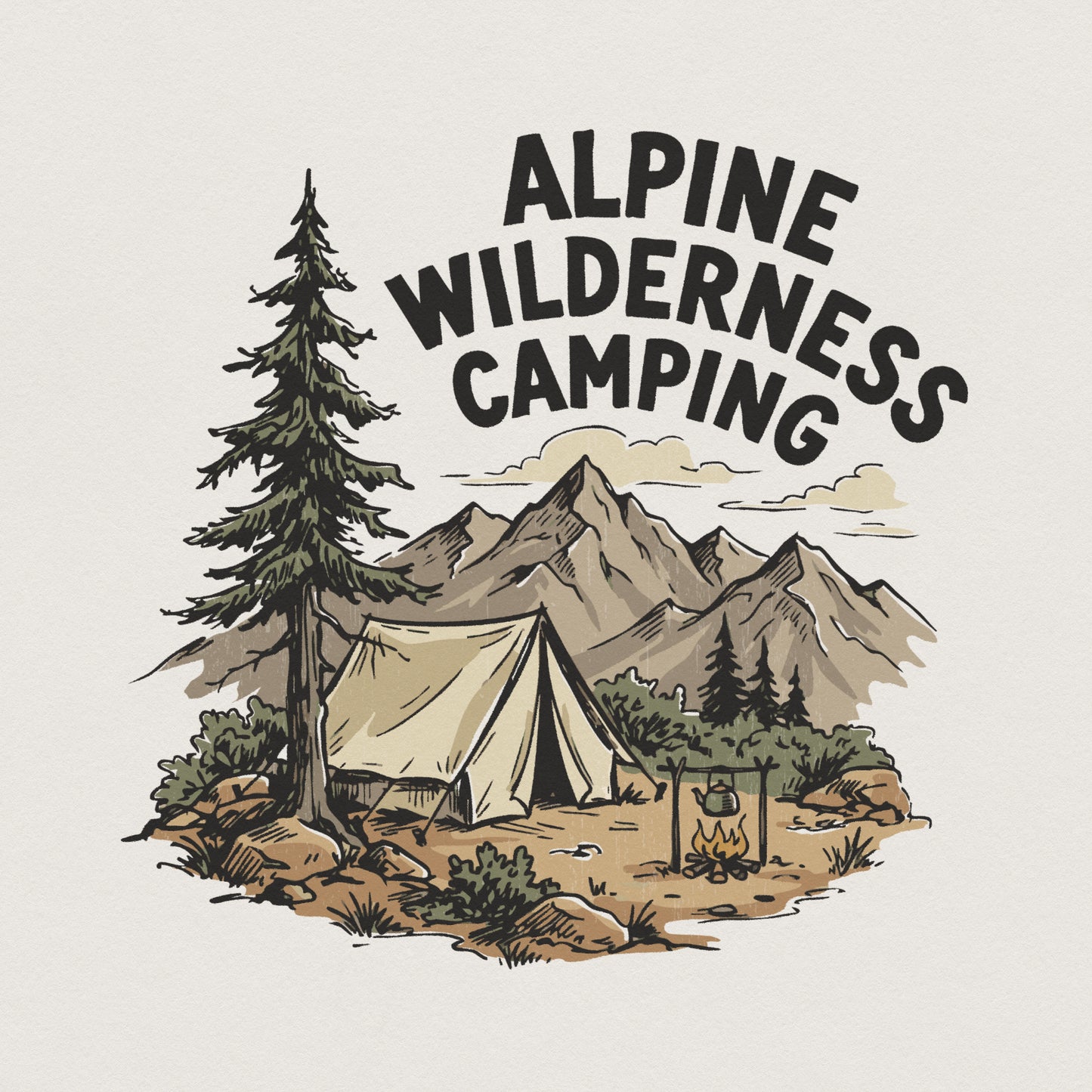 Alpine Wilderness Camping PNG, Nature Mountains Tent Outdoor Art - 300