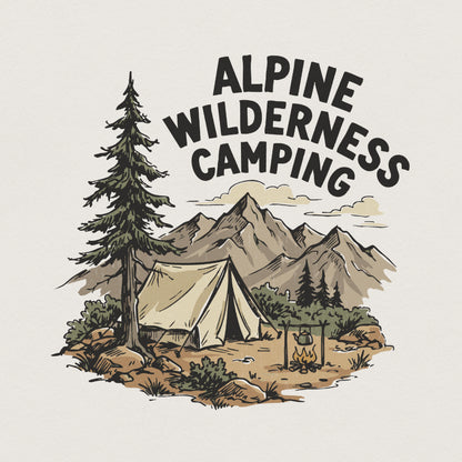Alpine Wilderness Camping PNG, Nature Mountains Tent Outdoor Art - 300