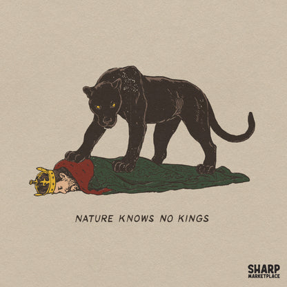 Retro Nature Knows No Kings black panther PNG design for streetwear t-shirts and hoodies