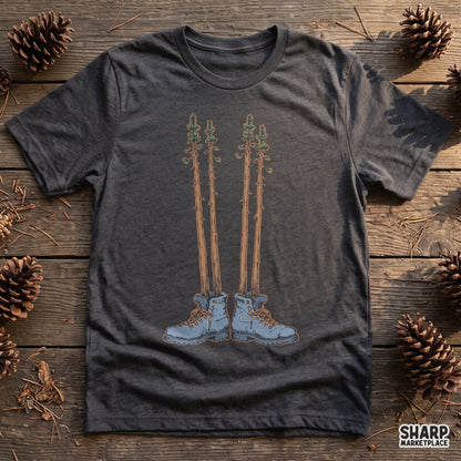 Pine Trees In Hiking Boots Outdoor Adventure Art, Trendy