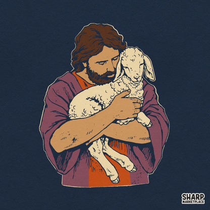 Gentle Shepherd Holding Lost Lamb Art, Vintage Christian
