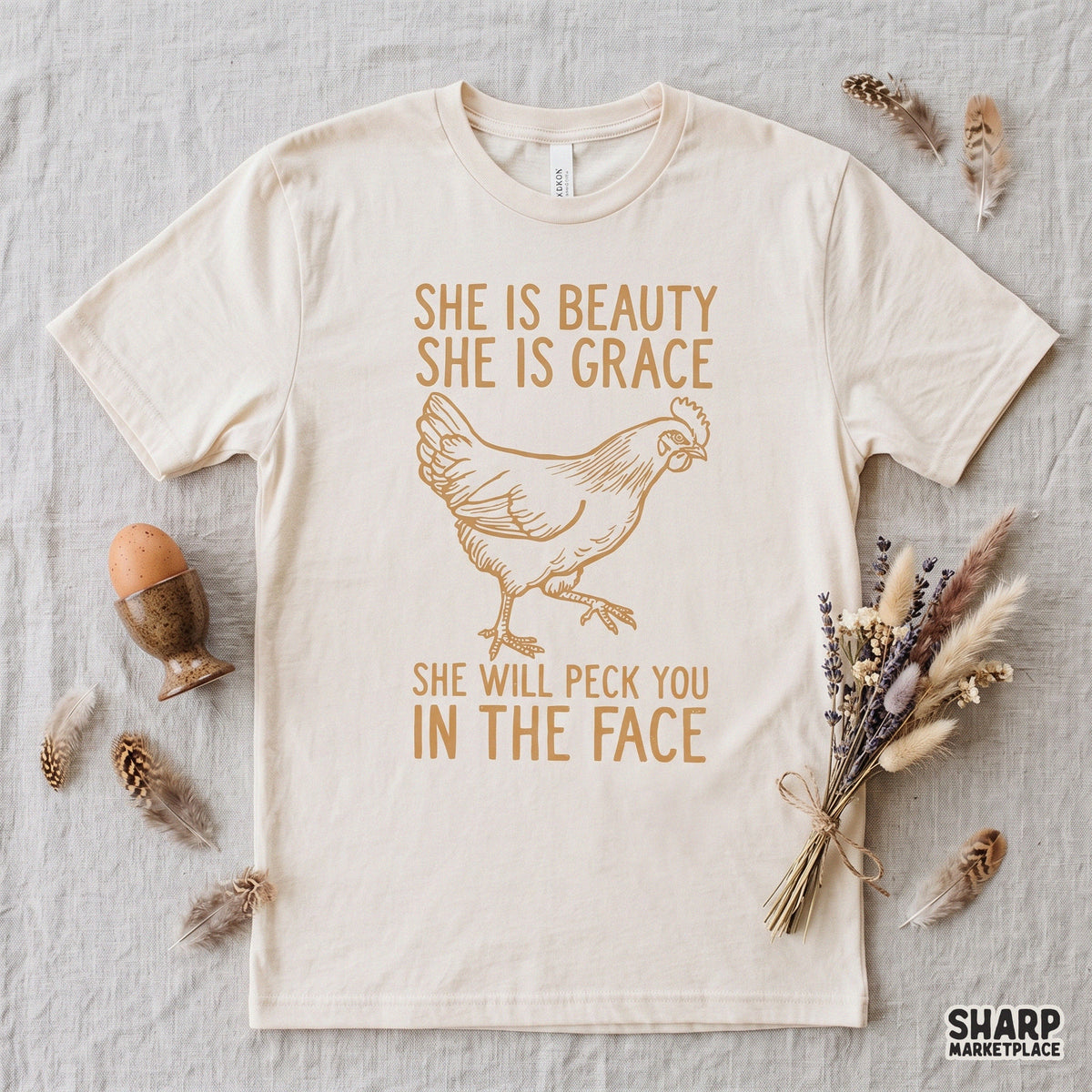 Funny retro hen art graphic with sarcastic farm humor quote for t-shirt sublimation transfers