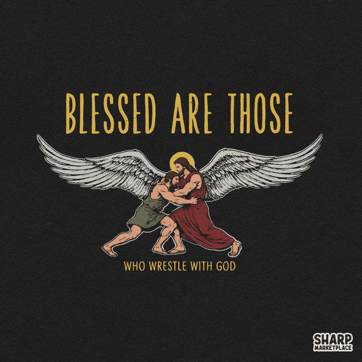 Blessed Are Those Who Wrestle With God PNG, Christian Shirt